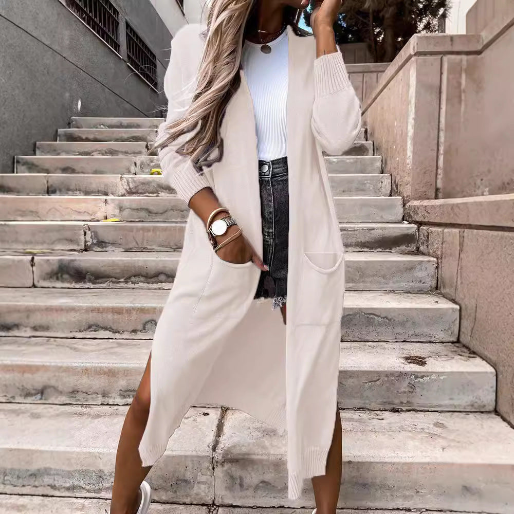 Knitted Long Loose-fitting Women's Coat
