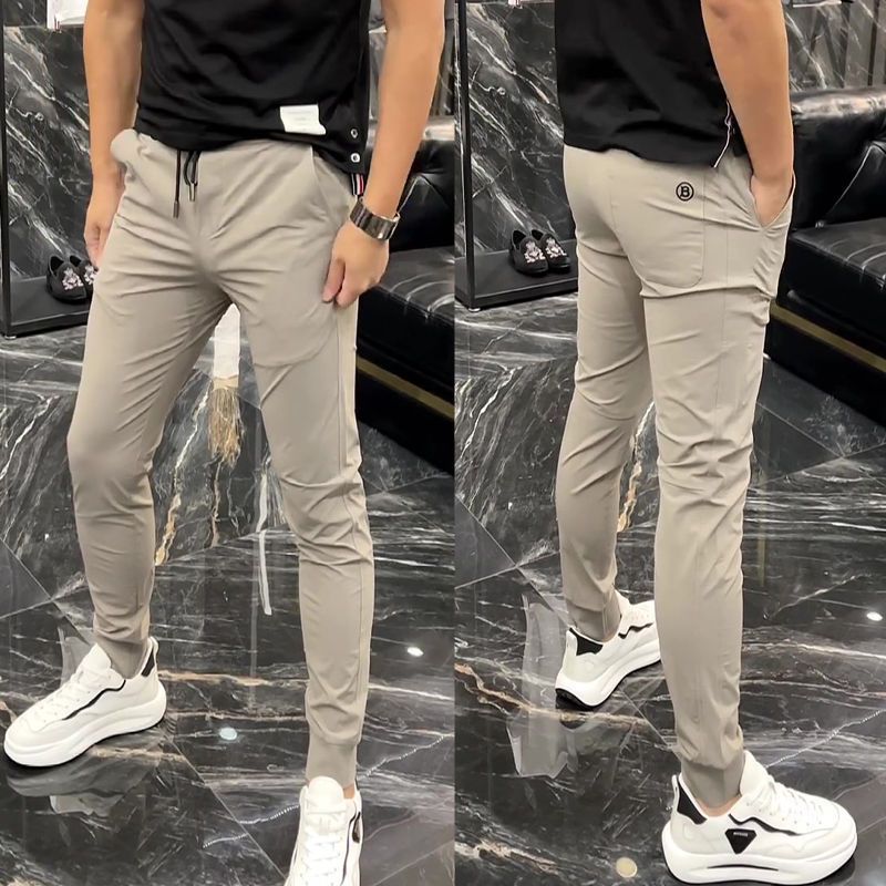 Slim Fit Casual Pants Thin Pure Color Ice Silk Sports Pants