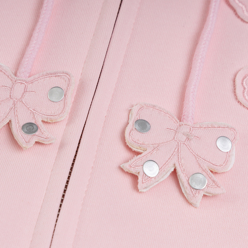 Little Bear Bow Zipper Hooded Sweater For Boys