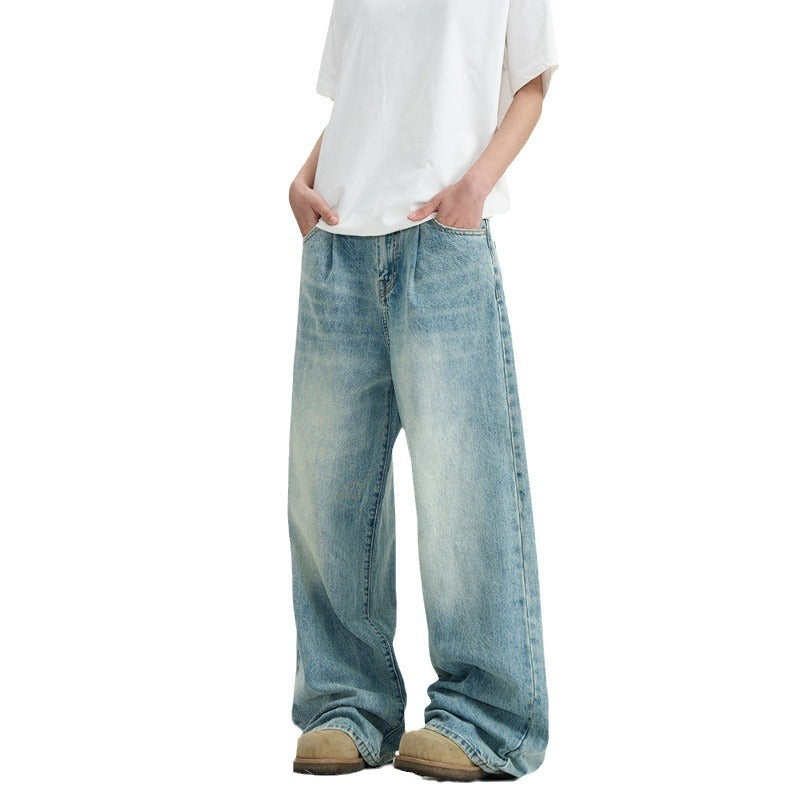 American Retro High Street Wide Leg Washed Jeans