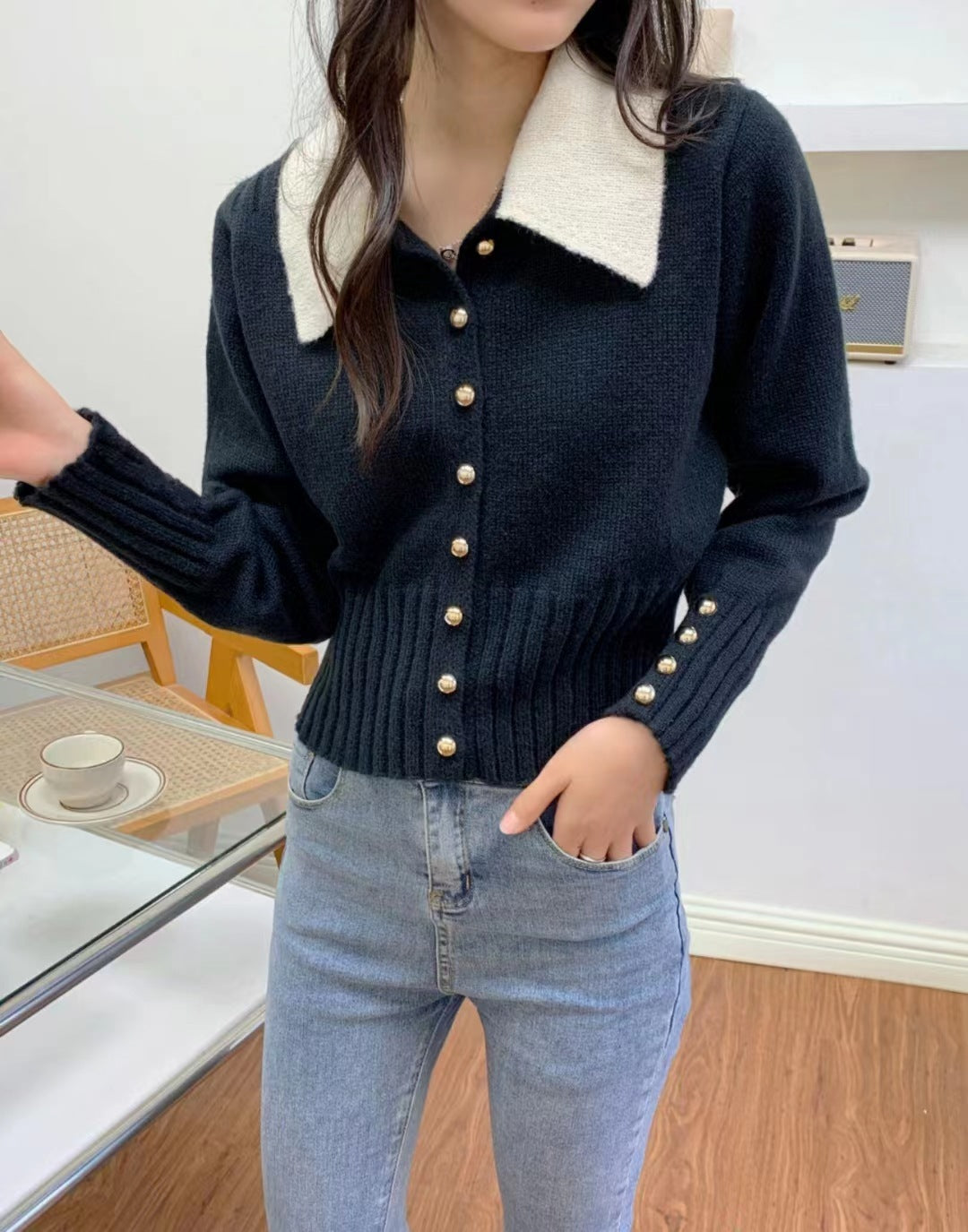 Gentle Youthful Short Soft Glutinous Sweater Coat