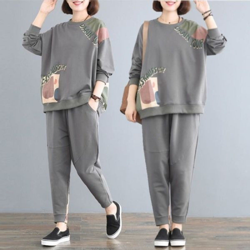 Leisure Sports Loose Long Sleeve Trousers Suit