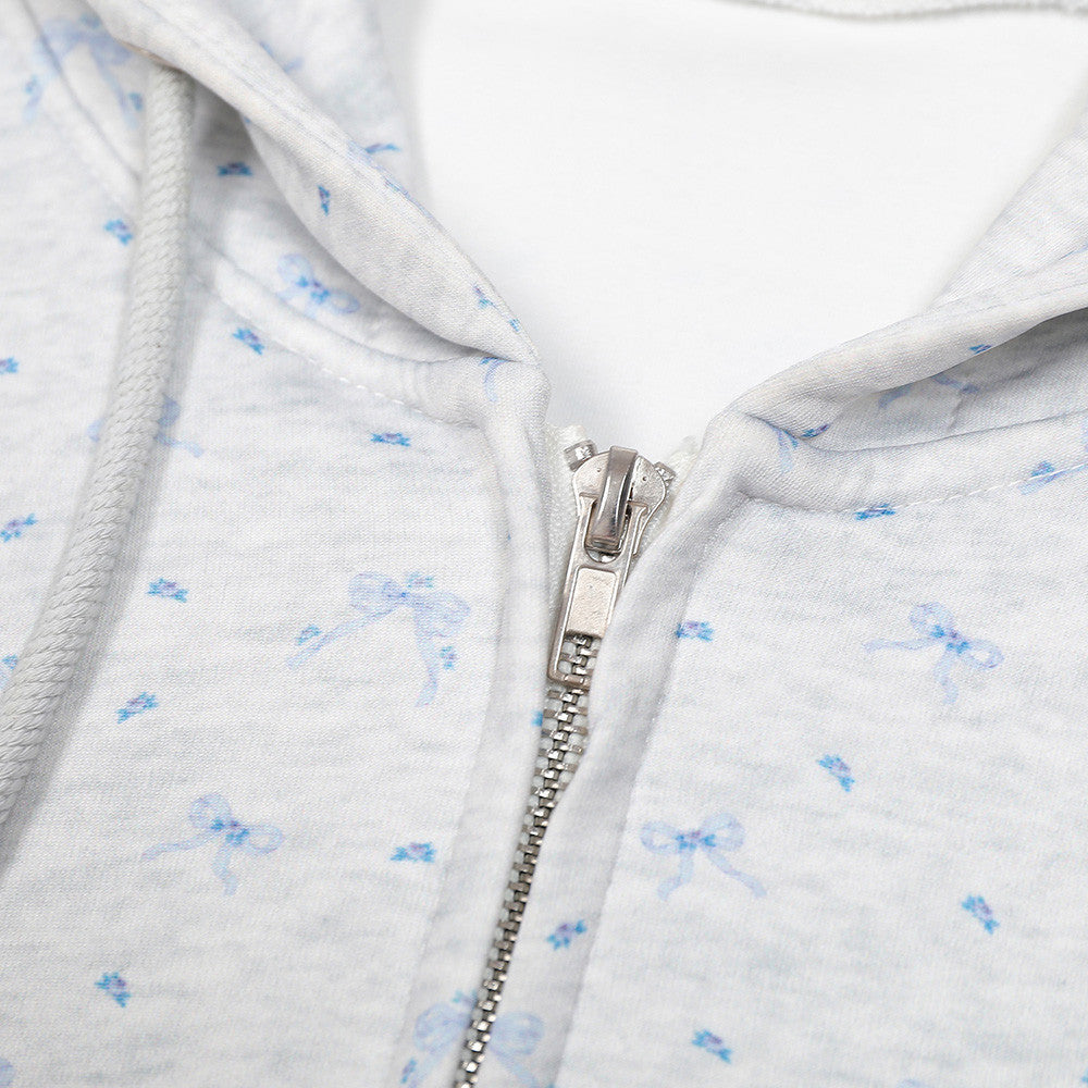 Printed Bowknot Small Floral Sweater