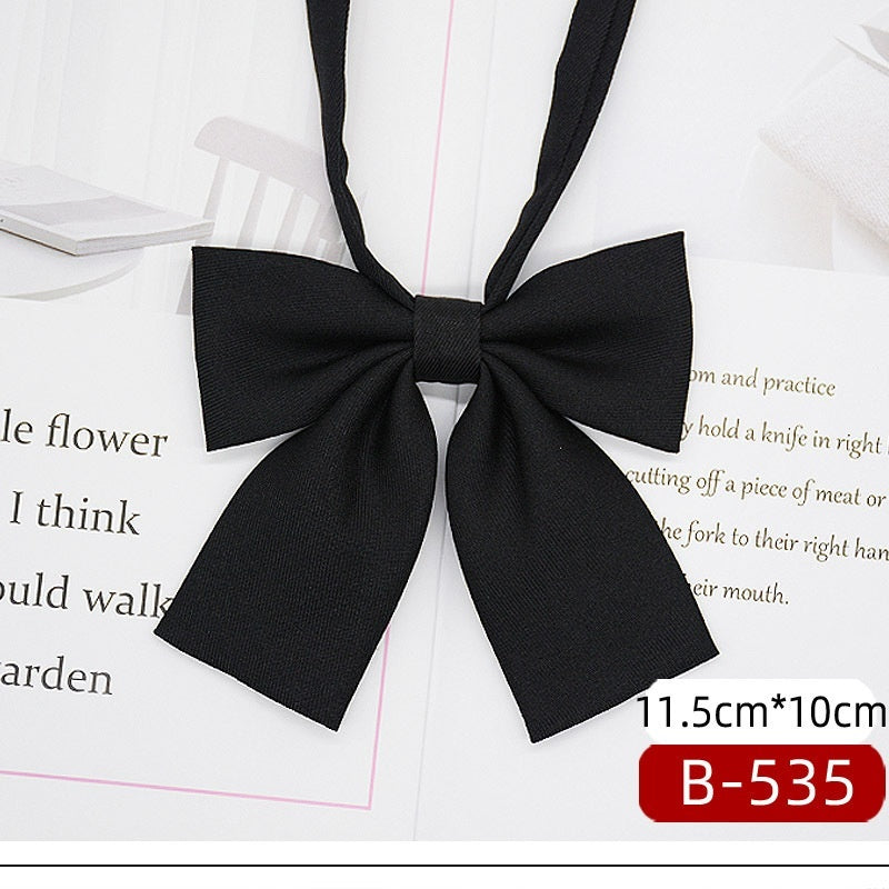 JK Tie Black Gray Plaid Striped Girl Bow