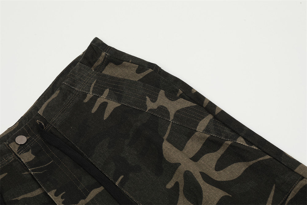 Men's American-style Retro Loose Drawstring Pleated Casual Straight-leg Long Pants