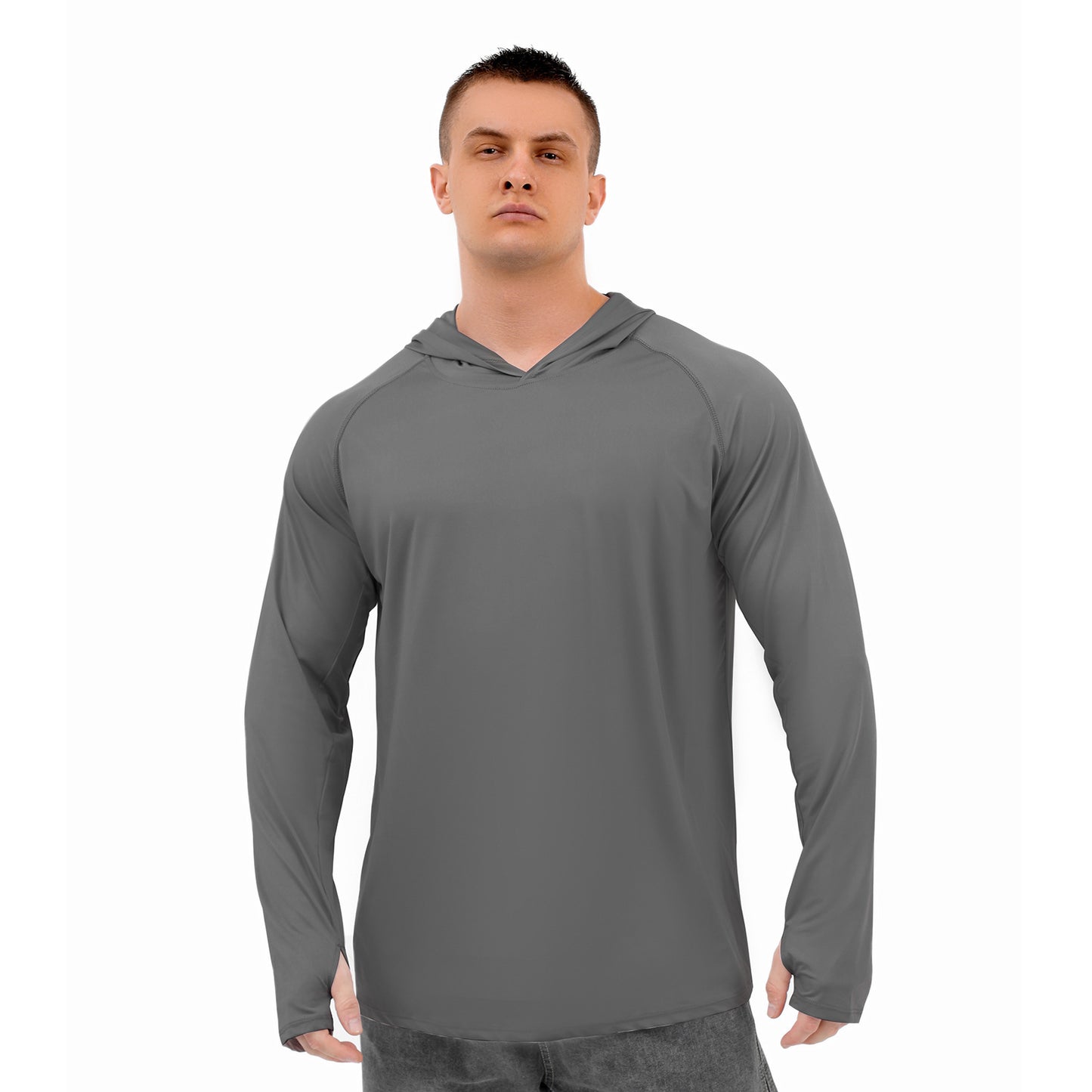 Finger Fit Design Summer Men's Long Sleeve Hooded Sun-proof Top