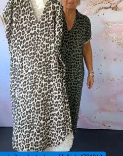 Women's Spring And Summer Leopard Print Dress Thread Cuff