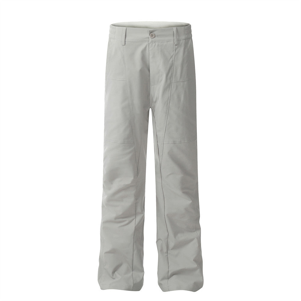 Men's Solid Color Loose Pockets Decorative Trousers