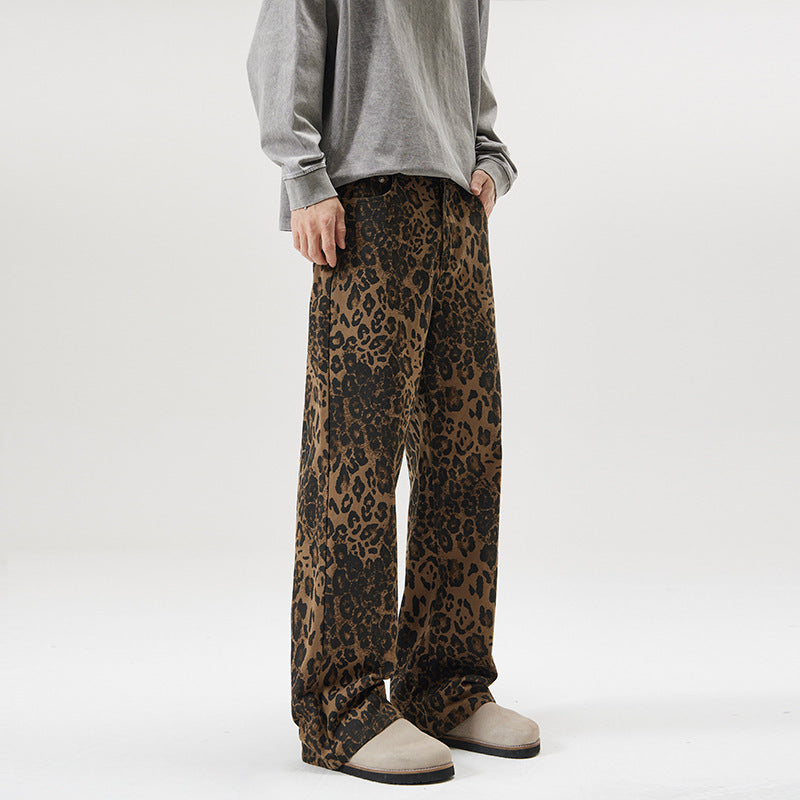 American Vintage Leopard Print Jeans For Men
