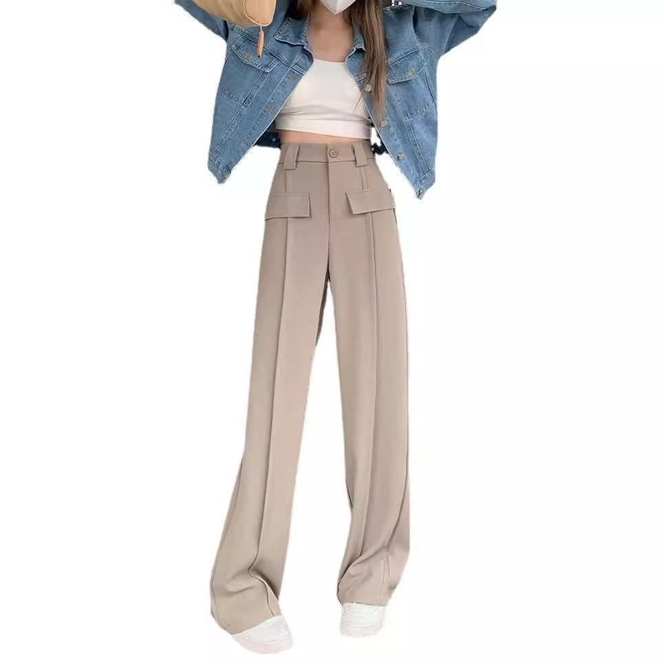 Narrow Wide-leg Pants Women's High Waist Slimming Loose