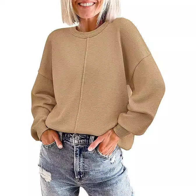Simple Women's Top Round Neck Solid Color