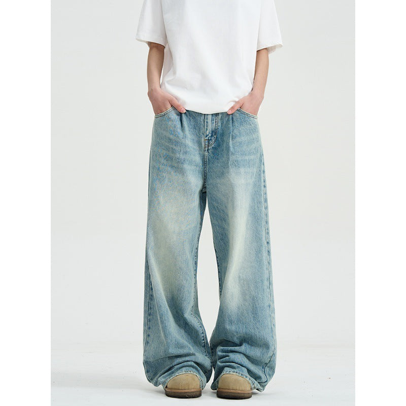 American Retro High Street Wide Leg Washed Jeans