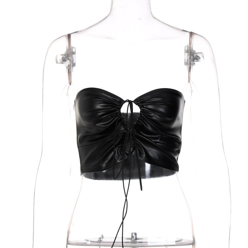 Off-neck Wrapped Chest Halter Strap Slim Vest
