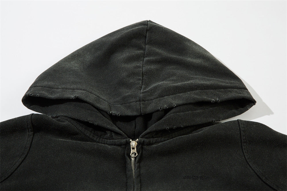 Punk Worn-out Loose Zip Sweater