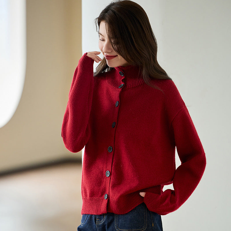 Design Sense Niche Knitted Cardigan Women's Loose And Idle Wool