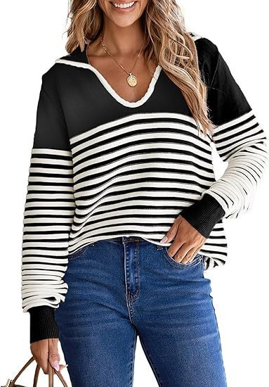 Navy Style Casual Knitted Women's Top