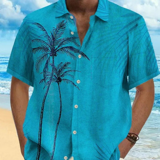 Coconut Print Short Sleeve Lapel Shirt