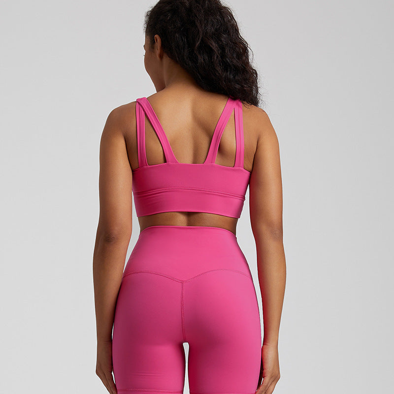 Nude Feel Sports Vest Workout Top Outer Wear Spaghetti Strap Bra
