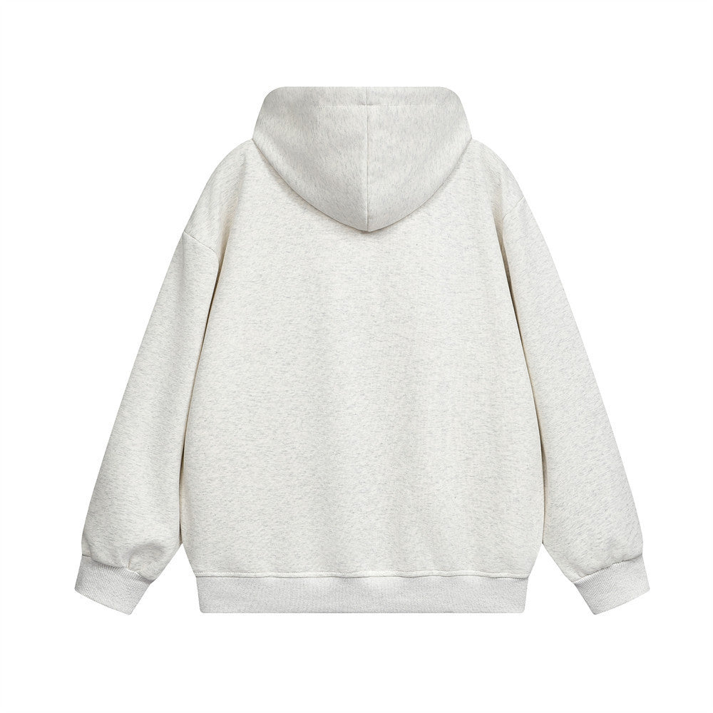Two-way Zipper Solid Color Hooded Sweater