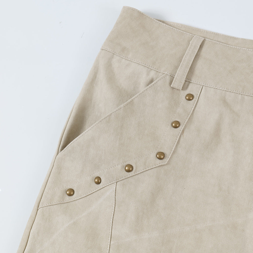 Men's Slightly Flared Rivet Decorative Loose Wide-leg Pants