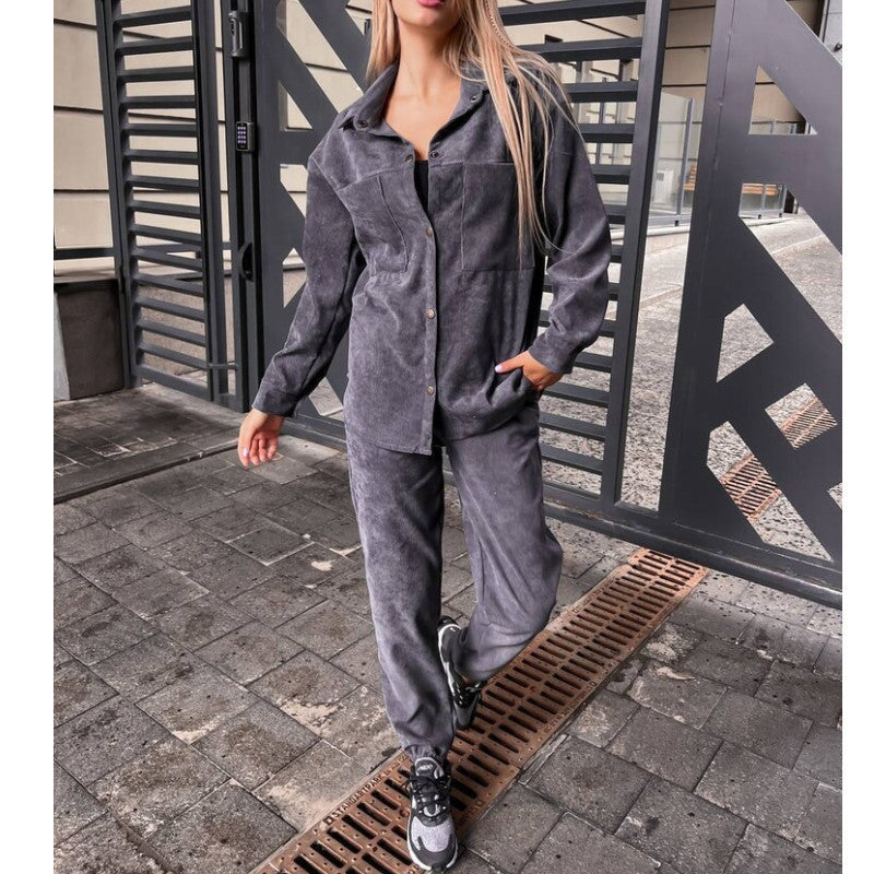 Fashionable Warm Satin Velvet Metal Button Long Sleeve Shirt Spat