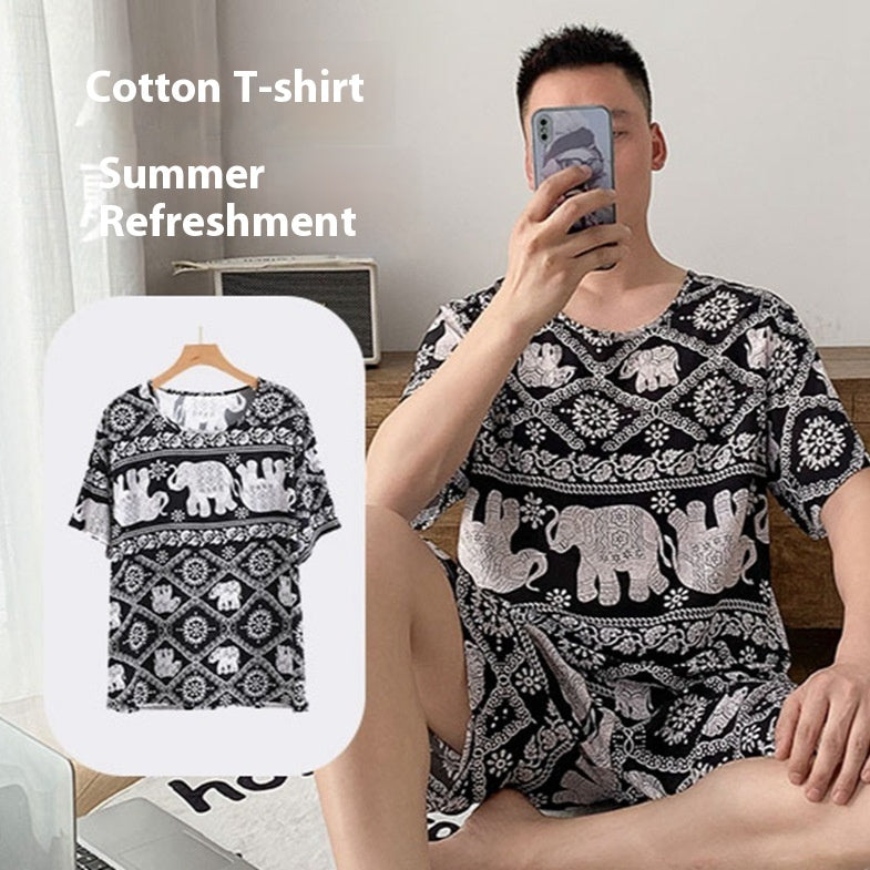 Men's Cotton Short Sleeve Artificial Cotton Plus Size Loose Top
