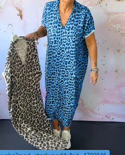 Women's Spring And Summer Leopard Print Dress Thread Cuff