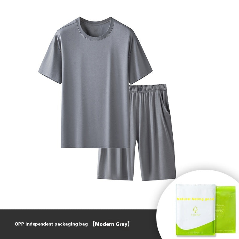 Men's Solid Color Round Neck Short Sleeves Shorts Suit