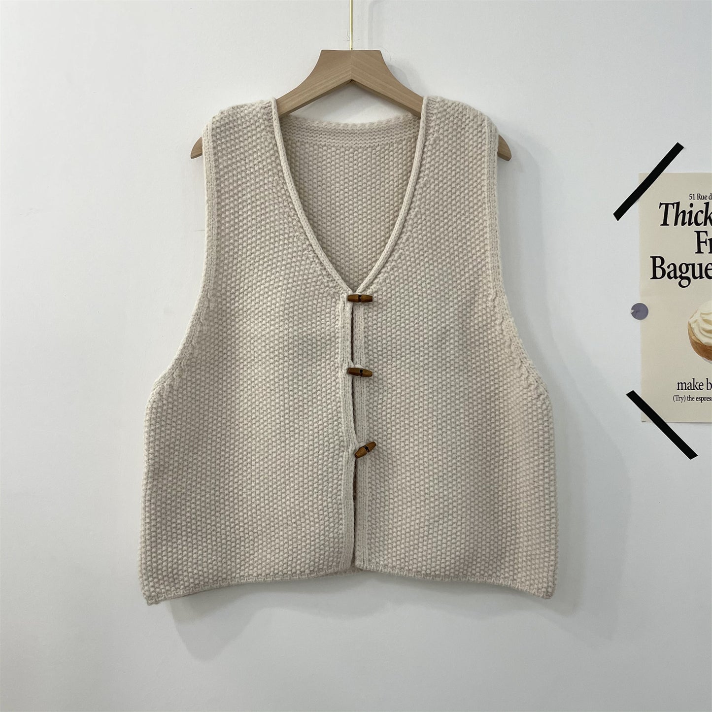 Horn Button Vest Waistcoat Sleeveless Knitwear