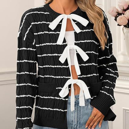 Women's Knitted Cardigan Tied Top