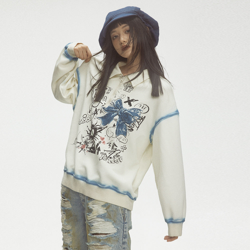 Fashion Graffiti Outline Sweater For Men And Women