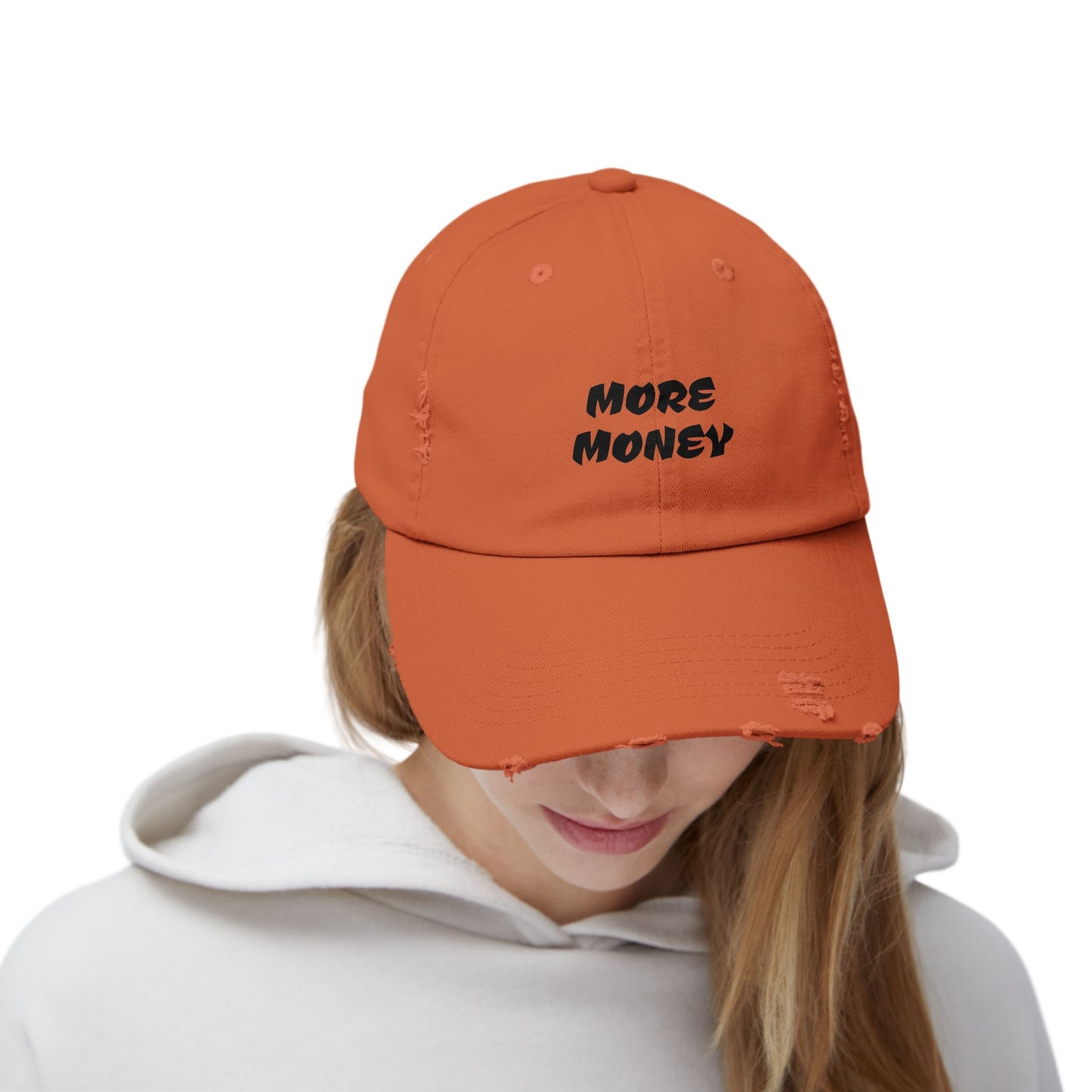 Unisex Distressed Cap - More Money Fashion Hat for Everyday Style