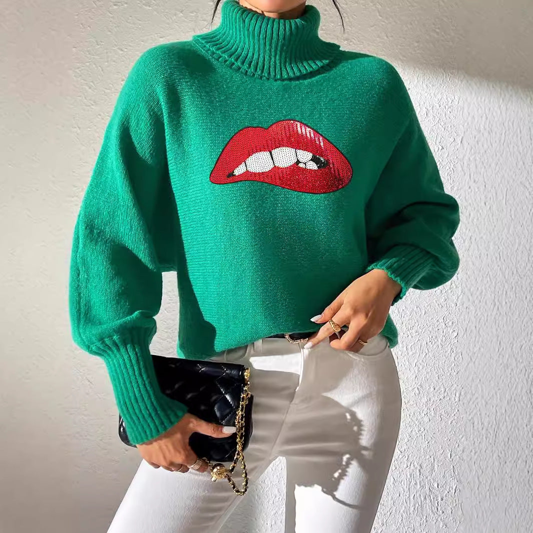 Women's Base Shirt Sequins Embroidery Cartoon