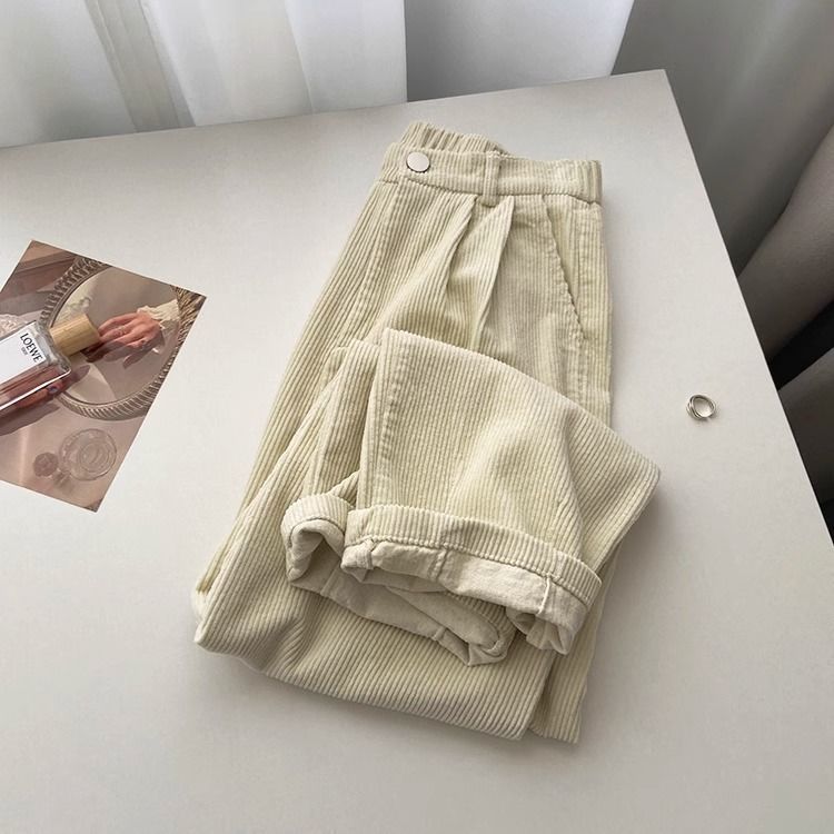 Suit Pants Women's High Waist Corduroy Slimming