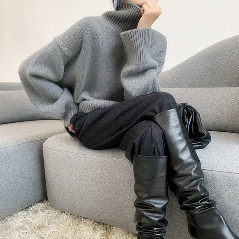 Women's Turtleneck Sweater Pullover Loose Base