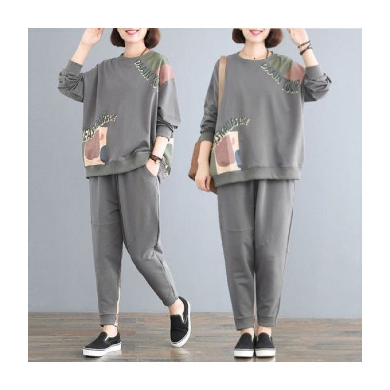 Leisure Sports Loose Long Sleeve Trousers Suit