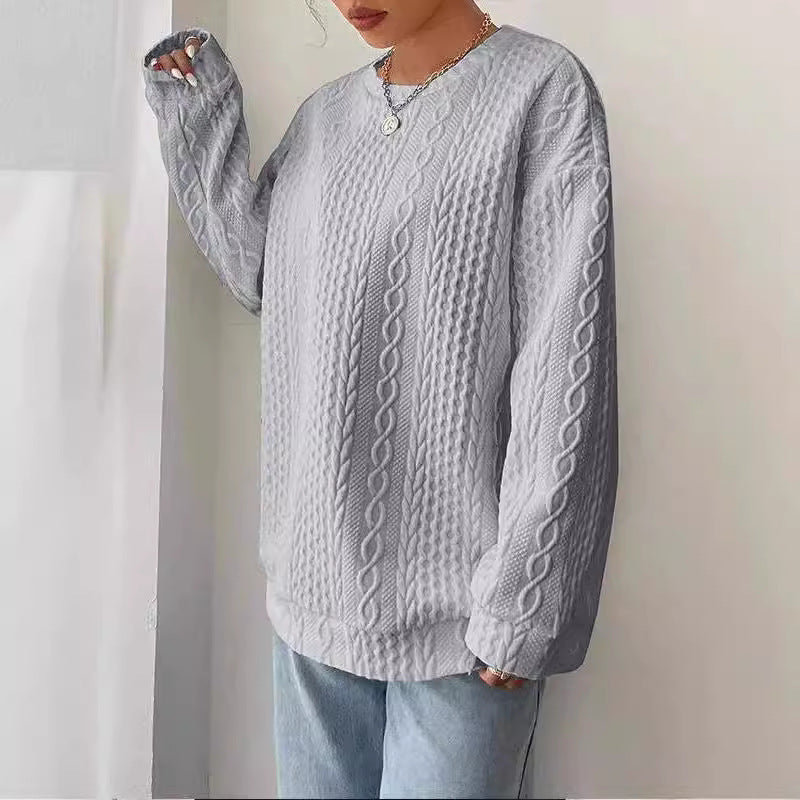 Women's Casual And Comfortable Jacquard Round Neck Sweater