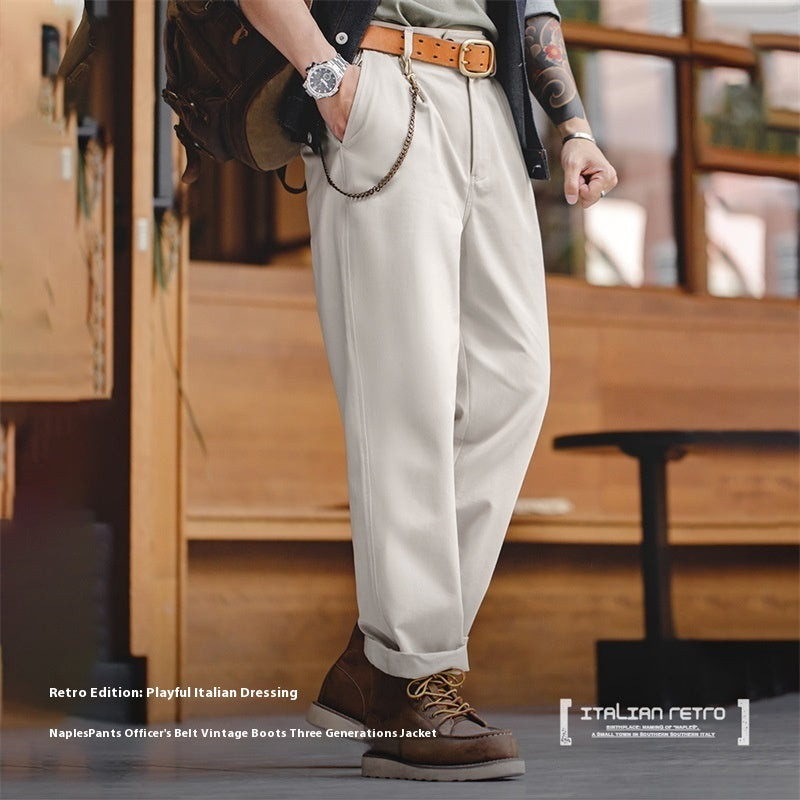 Vintage Naples Trousers Design Sense Straight Casual Pants