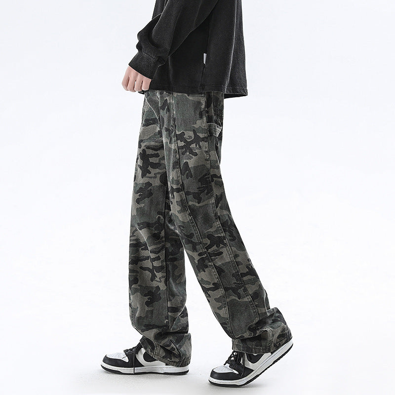 American Camouflage Jeans Men And Women Heavy Loose Distressed