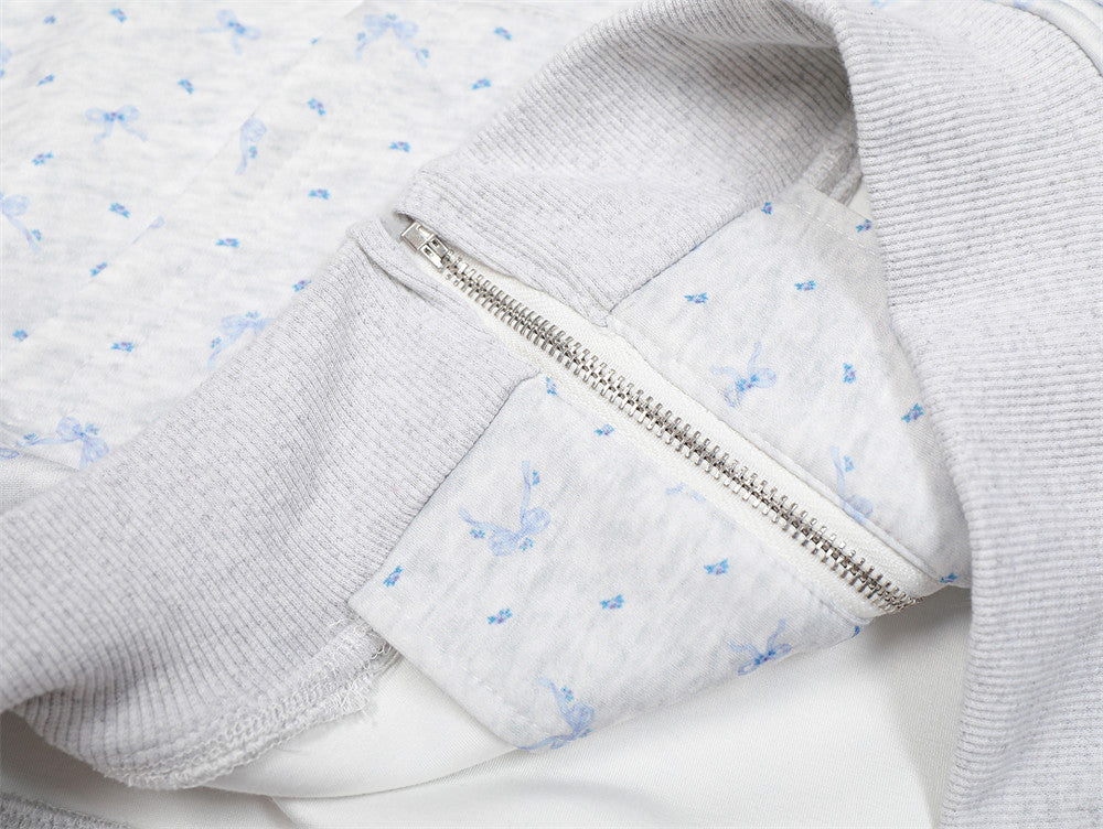 Printed Bowknot Small Floral Sweater