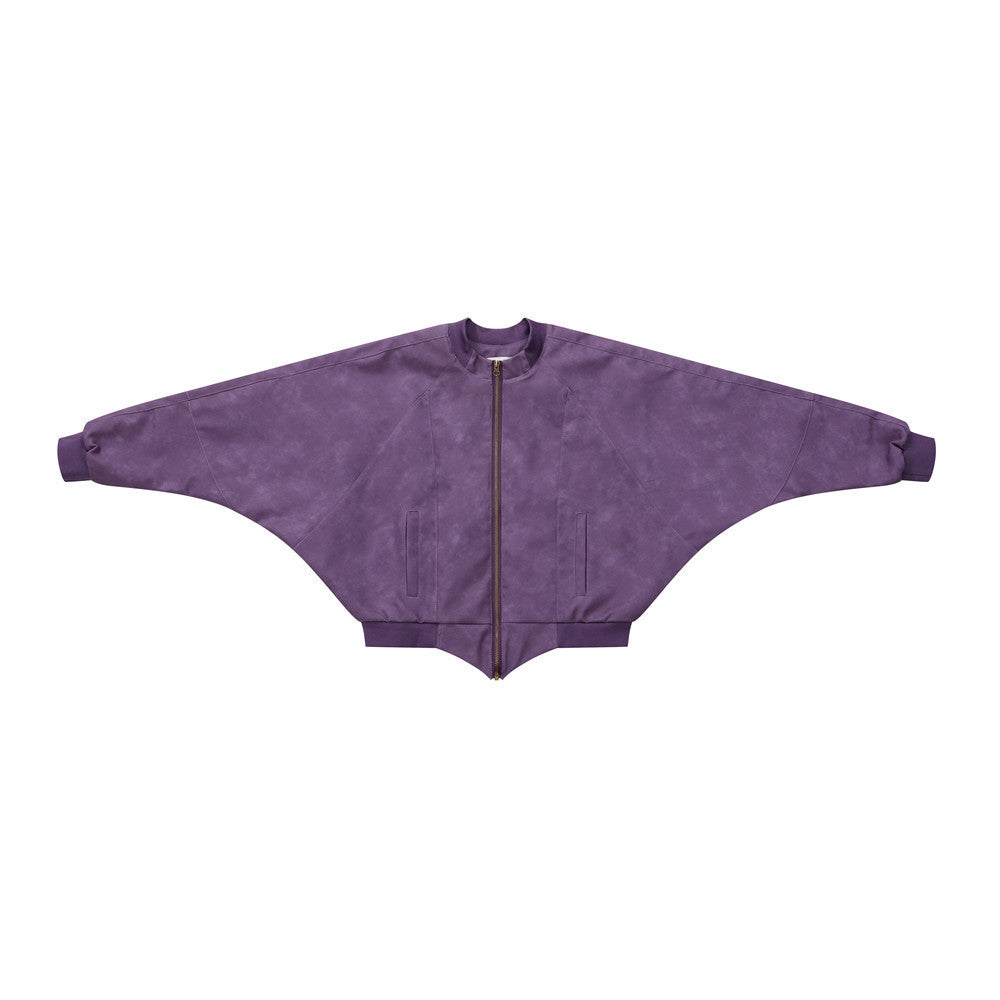 Motorcycle Leather Clothing Men's Bat Sleeve Design Sense Baggy Coat