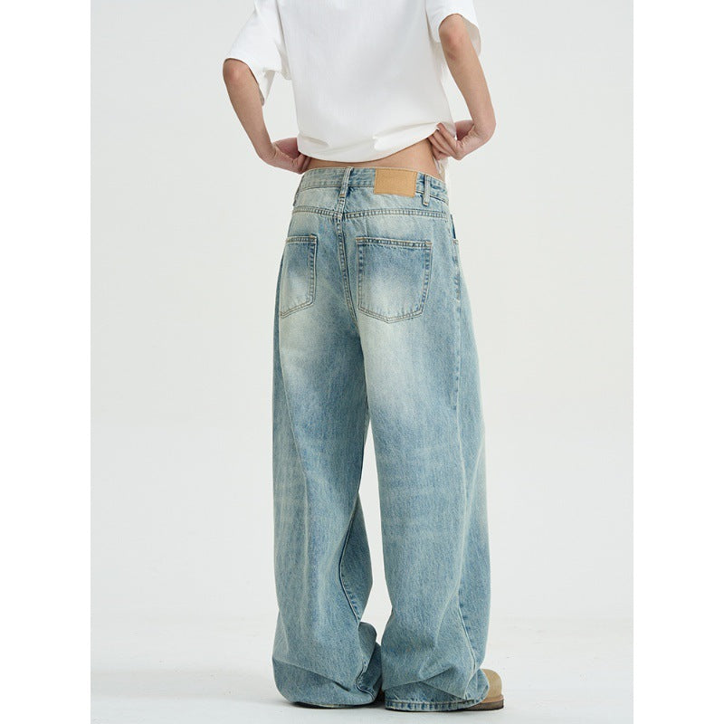 American Retro High Street Wide Leg Washed Jeans