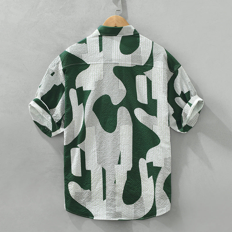 Men's Fashion Personalized Printed Casual Short-sleeved Shirt