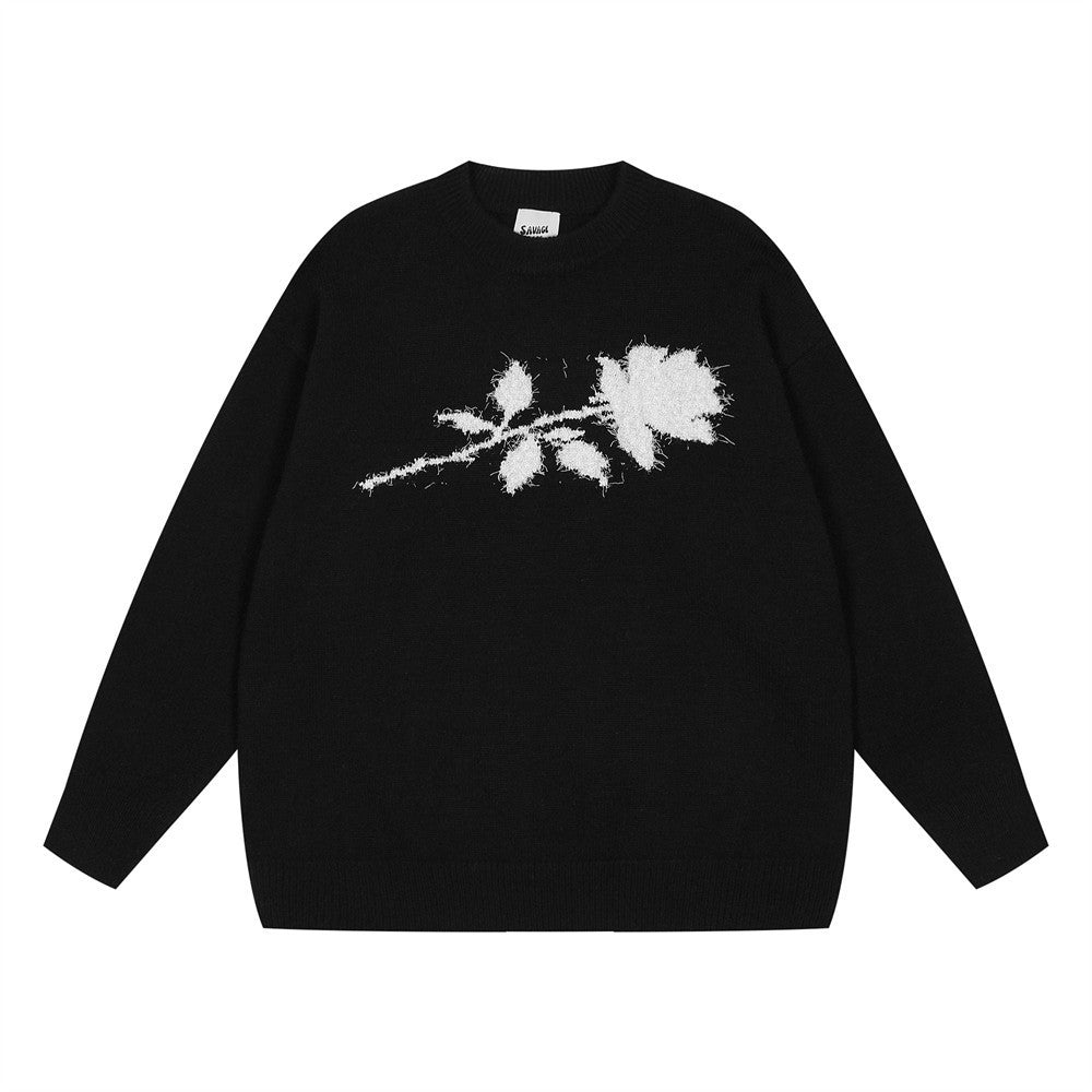 Fashion Personality Rose Loose Sweater Men