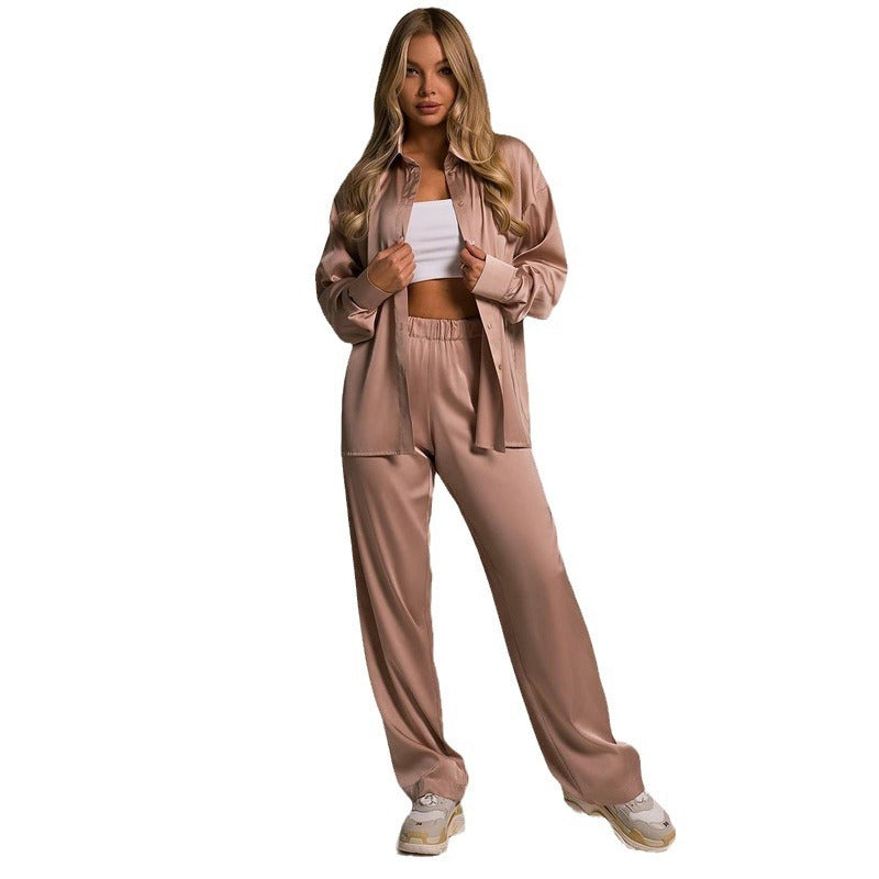 European And American Loose Temperament Elegant Trousers Solid Color Two-piece Set