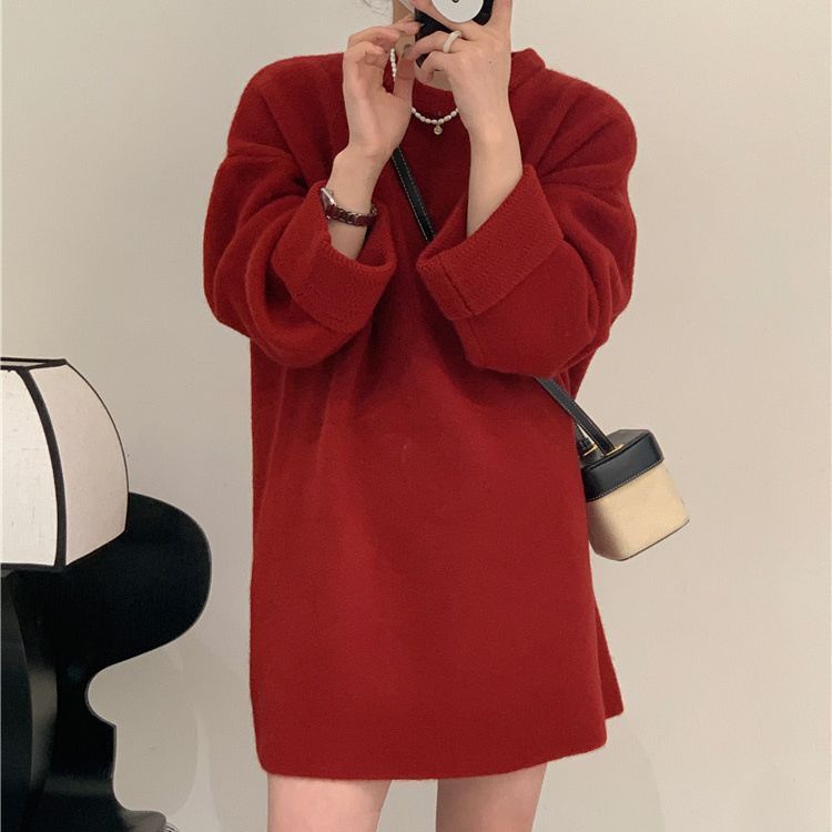 Medium Length Loose Thick Pullover Soft Glutinous Bottoming Sweater