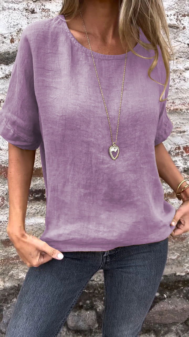 Women's Printed Round Neck Pullover Short Sleeved Shirt
