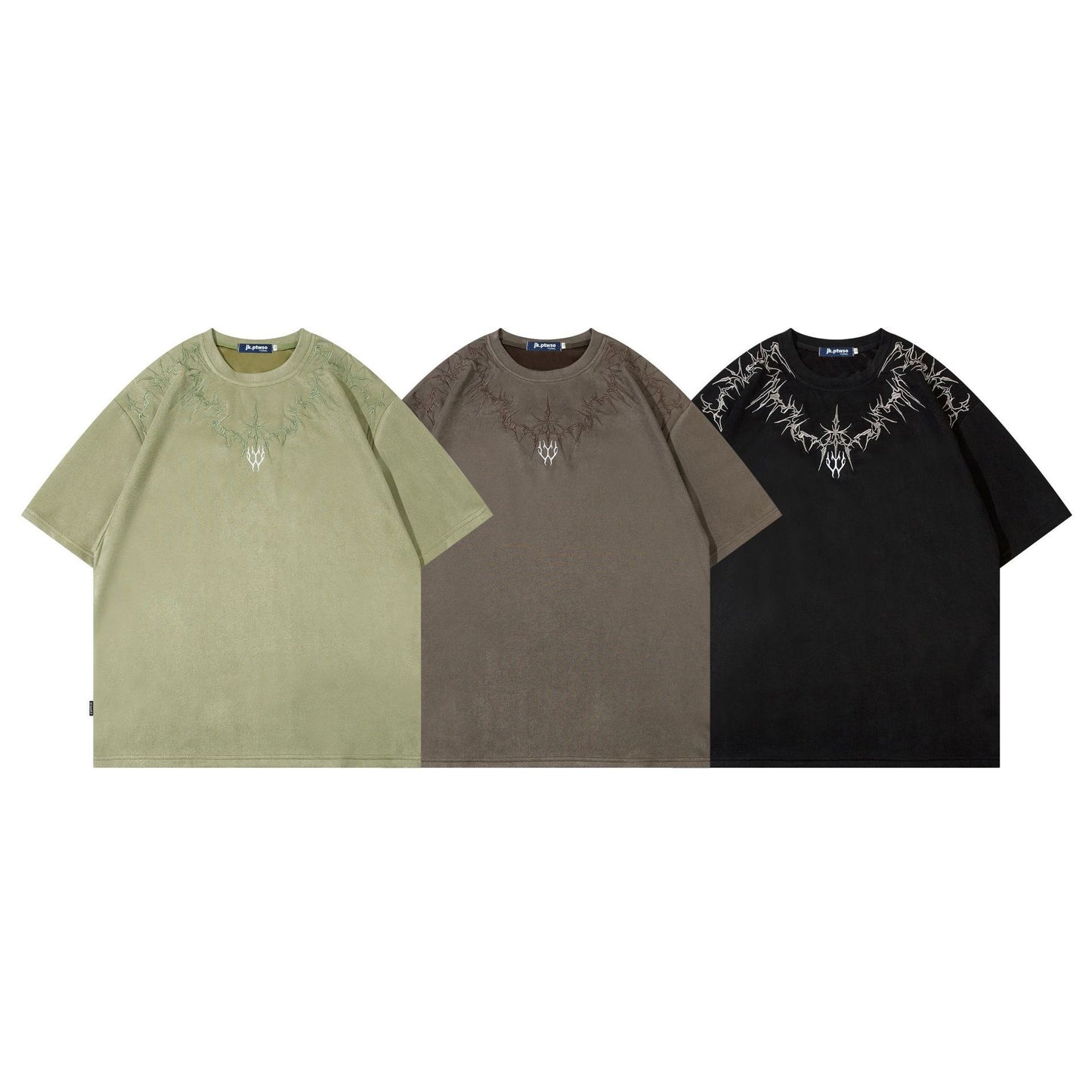Summer New Dark Thorns Heavy Embroidered Short Sleeve