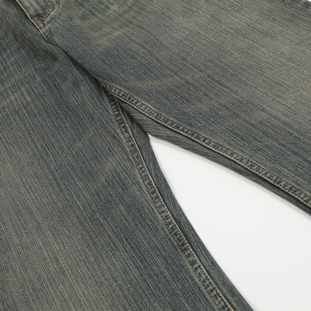 Men's Slub Design Loose Casual Straight Pants