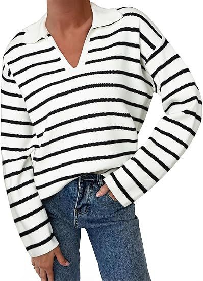 College Style Striped Knitted Striped Long Sleeve